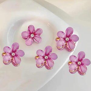 FLOWER DESIGN HAIR CLIPS in Mauve Pink (5-pc set)